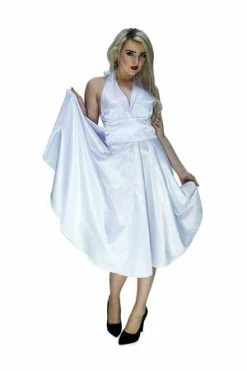 Dr Faust Marilyn Monroe Style Cocktail White Midi Dress - Luna
