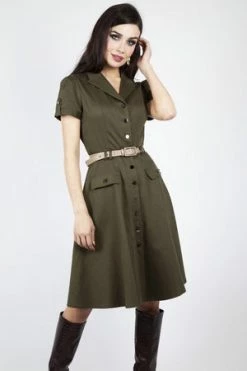 Voodoo Vixen Martha Button Down 40s Flare Dress