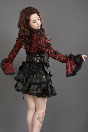 Burleska Melissa Burlesque Bolero Jacket In Cotton & Black Lace Overlay - Image 2