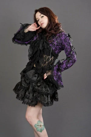 Burleska Melissa Burlesque Bolero Jacket In Cotton & Black Lace Overlay - Image 3