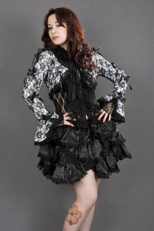 Burleska Melissa Burlesque Bolero Jacket In Cotton & Black Lace Overlay