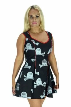 Dr Faust Memento Mori Grey Skull And Bones Black Mini Dress - Aurelia