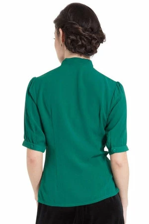 Voodoo Vixen Neck Bow Button Down Blouse - Image 2