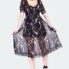 Jawbreaker Night Garden Print Midi Dress With Lace