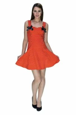 Dr Faust Orange Black Polka Dot Mini Dress - Vera