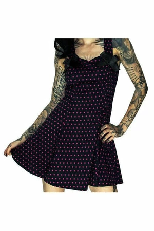 Dr Faust Pink Polka Dots Black Mini Dress - Kathy - Image 2