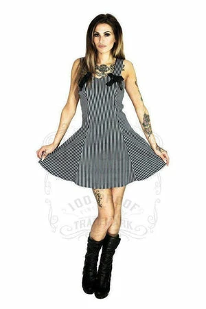 Dr Faust Pinstripe Black & White Mini Dress - Thea