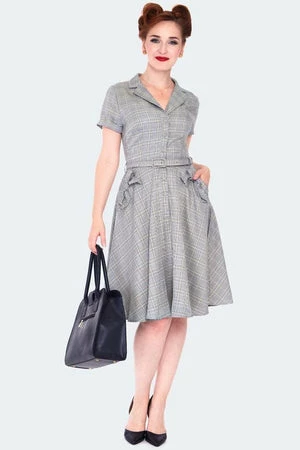 Voodoo Vixen Plaid Bow Pocket Flare Dress - Image 3