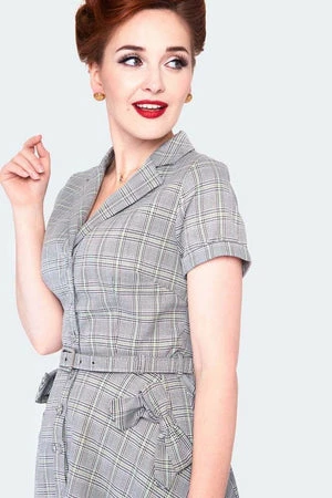 Voodoo Vixen Plaid Bow Pocket Flare Dress - Image 5