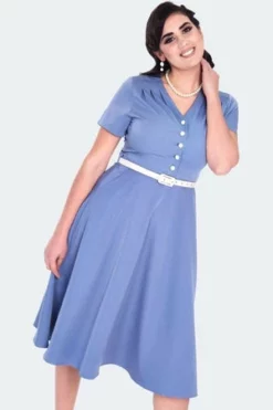 Voodoo Vixen Pleated Shoudler V Neck Dress