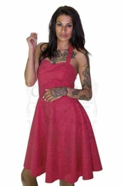 Dr Faust Polka Dot Red Midi Dress - Rebecca