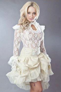 Burleska Queen Long Sleeve Gothic Top In Lace