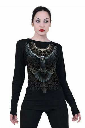 Spiral Raven Skull - Baggy Top Black - Image 2