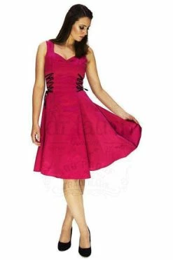 Dr Faust Raw Silk Hot Pink Midi Dress - Alexandra