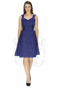 Dr Faust Raw Silk Navy Midi Dress - Molly