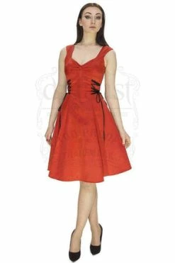 Dr Faust Raw Silk Red Midi Dress - Paige