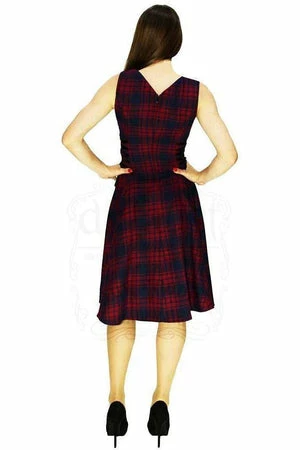 Dr Faust Red And Blue Tartan Woven Midi Dress - Jasmine - Image 2