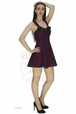 Dr Faust Red And Blue Tartan Woven Mini Dress - Ella