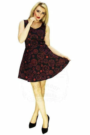 Dr Faust Red Mystical Spell Black Mini Dress - Francesca