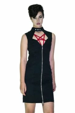 Dr Faust Red Pentagram Black Mini Dress - Francie