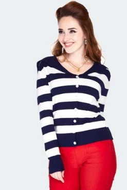 Voodoo Vixen Sailor Collar Stripe Cardigan