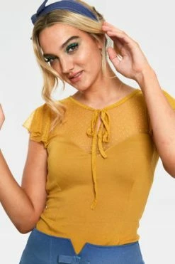 Voodoo Vixen Samantha Polka Mesh Top