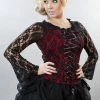 Burleska Sarah Long Sleeve Victorian Top In Lycra And Lace Overlay