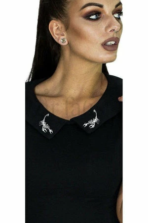 Dr Faust Scorpions On Collar Long Black Maxi Dress - Natasha - Image 2