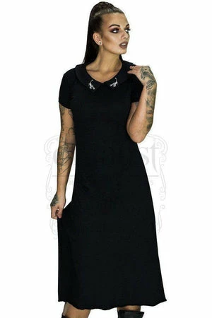 Dr Faust Scorpions On Collar Long Black Maxi Dress - Natasha