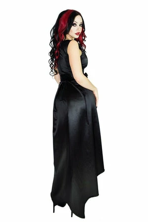 Dr Faust Metallic Blue Leaves Rockabilly Midi Dress - Bessie - Image 2