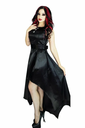 Dr Faust Metallic Blue Leaves Rockabilly Midi Dress - Bessie