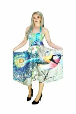 Dr Faust Songbird Henna Pastel Midi Dress - Helice