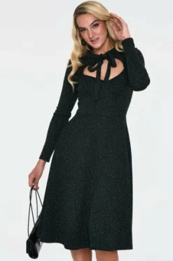 Voodoo Vixen Starlynn Snowflake Knit Neck Tie Dress