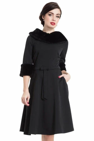 Voodoo Vixen Tabitha Black Faux Fur Collar Dress - Image 3