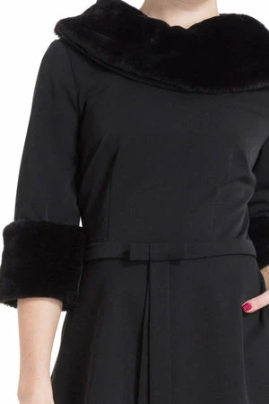 Voodoo Vixen Tabitha Black Faux Fur Collar Dress - Image 4