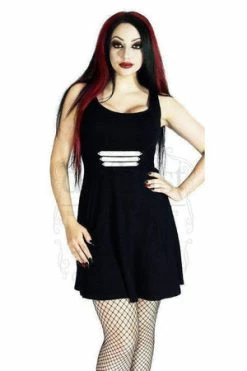 Dr Faust Three Military Stripes Black Mini Dress - Jaelynn