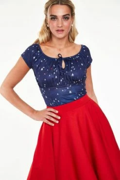 Voodoo Vixen Marina Salt Boat Print Short Sleeve Top