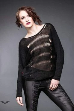 Queen Of Darkness Transparent Striped Pullover
