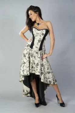 Burleska Valerie High Low Corset Dress In Satin Flock