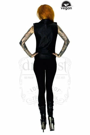 Dr Faust Vegan Leather Black Biker Vest - Pax - Image 2