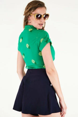 Voodoo Vixen Violet Pineapple Embroidery Shirt - Image 2