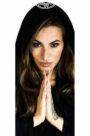 Dr Faust White Pentagram Hooded Black Mini Dress - Clarissa - Image 2