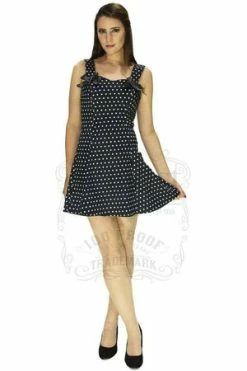 Dr Faust White Polka Dots Black Mini Dress - Isabella