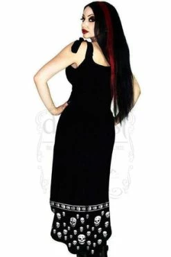 Dr Faust White Skulls Black High-Low Dress - Blair