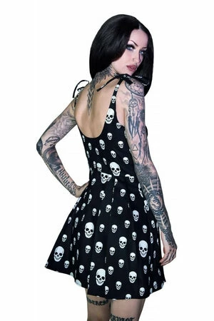 Dr Faust Skulls And Red Roses Mini Dress - Ember - Image 2