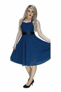 Dr Faust White Stars Navy Midi Dress - Kate