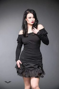 Queen Of Darkness Wide Cut Shirt With Bow And Rose