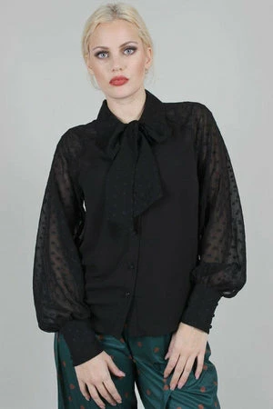 Voodoo Vixen Winona Neck Tie Chiffon Blouse - Image 4