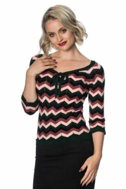 Banned Zoey Zig Zag Bow Front Top