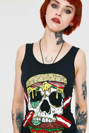 Jawbreaker Zombie Skull Burger Tie Back Top - Image 4